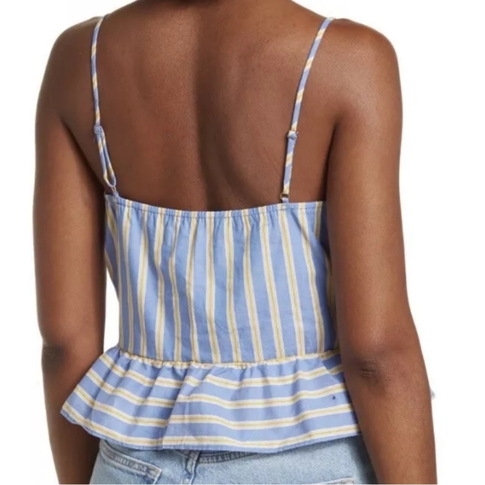 The Good Jane Top Ocean Breeze Kaia Stripe Button Front Peplum Size Medium - Picture 2 of 2